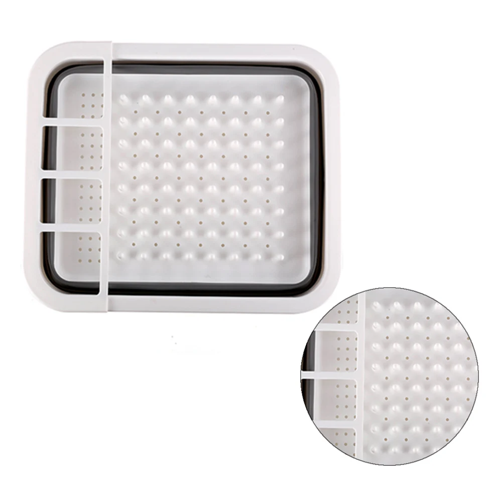 Plastic Folding Drying Basket Dish Drainer with Space Saving Tray for Kitchen Tool Dish Rack Organizer