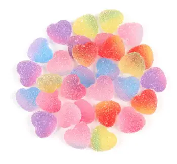 

wholesale Kawaii Soft rubbe heart shape sweet sugar soft candy charms Resin Flatback Cabochon DIY Scrapbooking Decorative Crafts