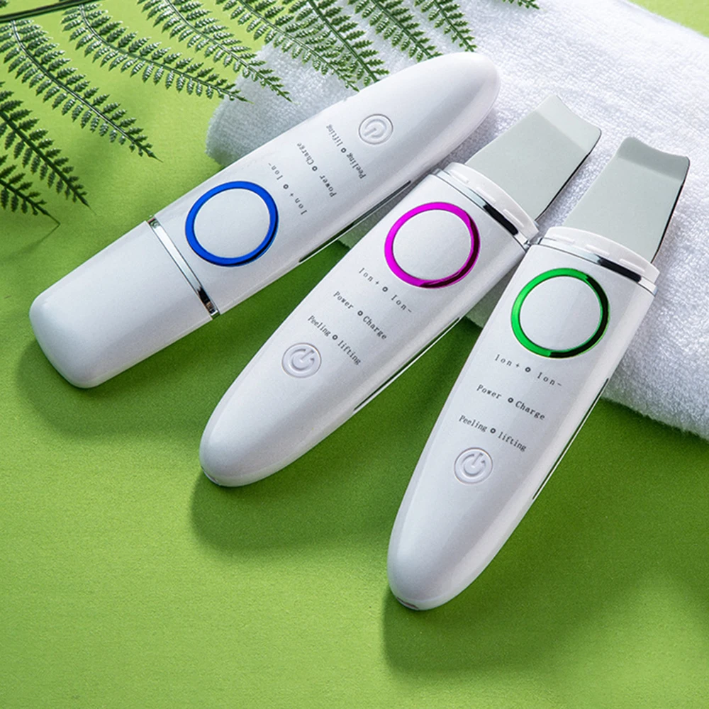 

Professional Ultrasonic Facial Skin Scrubber Ion Deep Face Cleaning Peeling Rechargeable Skin Care Device Beauty Instrument Tool