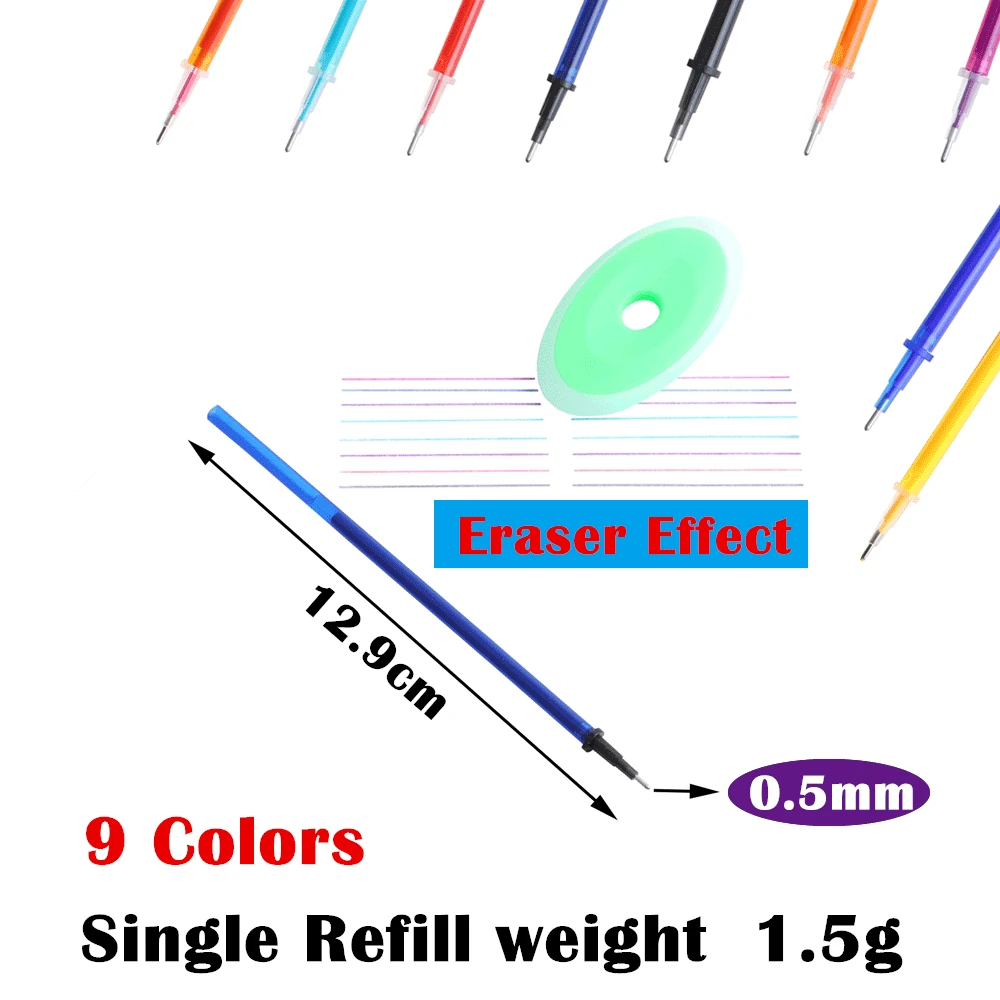 Pen Refill Erasable Pen Refills Gel Pen Refills Writing 0.5mm Erasable Pen Refills Rod Blue Ink Washable Handle For School Stationery Office Gel Refill 60Pcs/Set