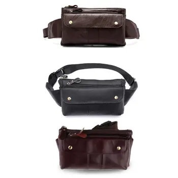 

Men's Vintage Fanny Pack PU Leather Waist Bag Phone Pouch Purse Male Travel Hip Belt Bum Bag Multifunction Shoulder Chest Bag
