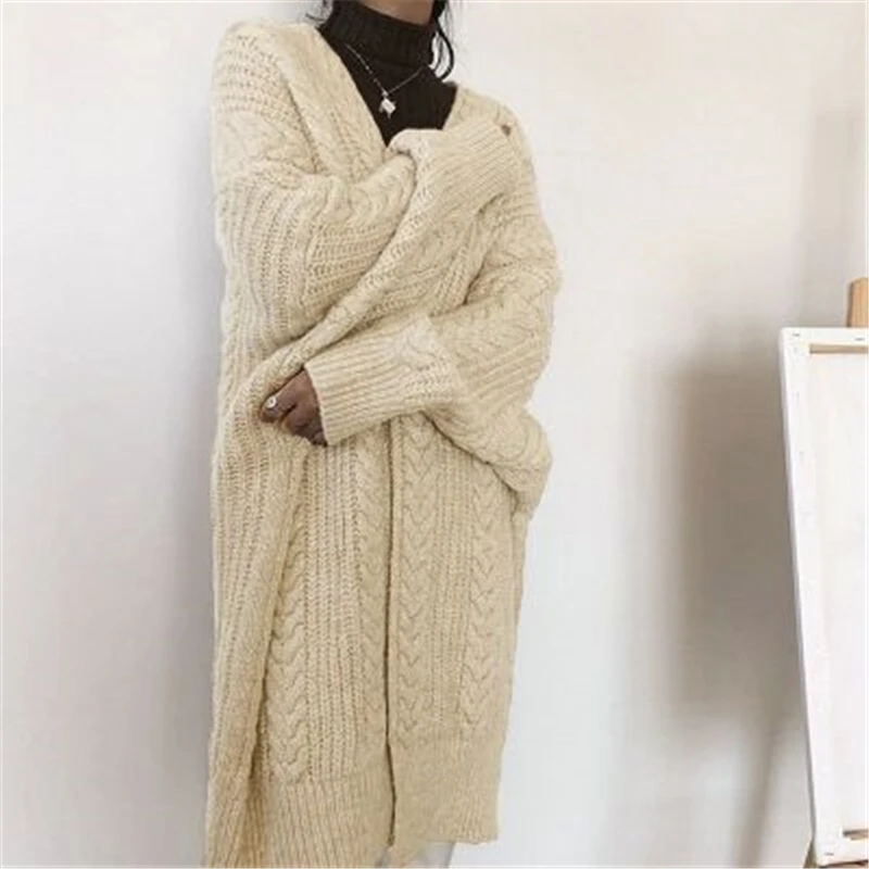 

RUGOD Solid Loose Style Knitted Cardigan Jackets in Sinter and Autumn Long V Neck Long Sleeve Fashionable Elegant Women Sweater