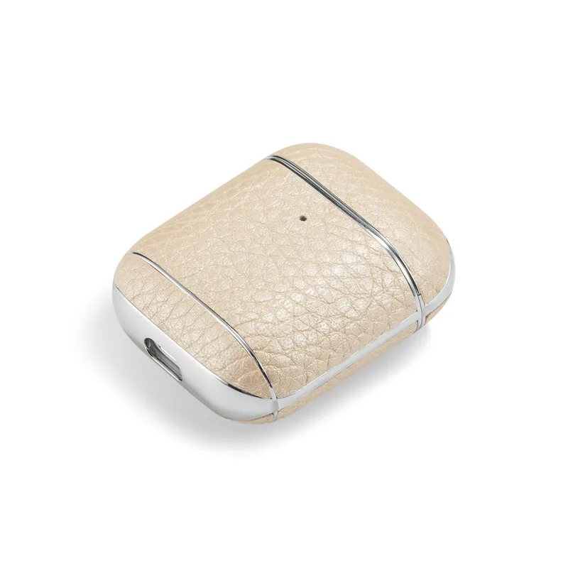 KJOEW Роскошный кожаный чехол для наушников с пряжкой личи для apple airpods 1/2, чистый цвет, бизнес кожа для bluetooth, чехол для наушников - Цвет: Yellow