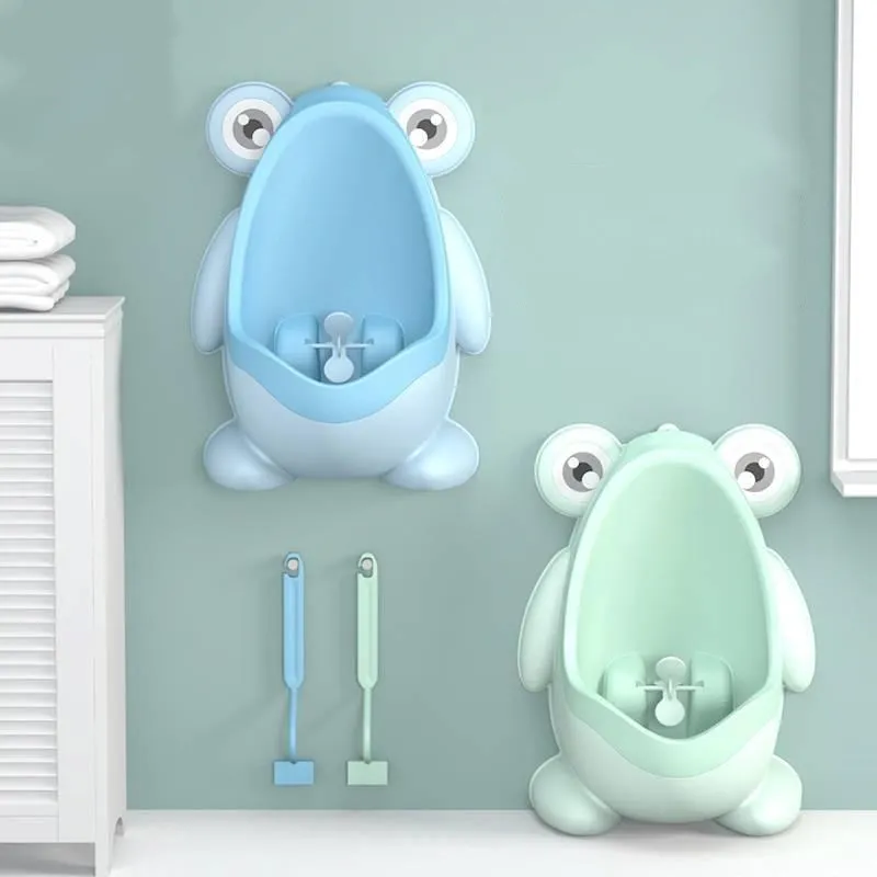 En oferta Urinario Vertical montado en la pared para niños, orinal de entrenamiento de inodoro, rana de dibujos animados wxQKMLBqkDn