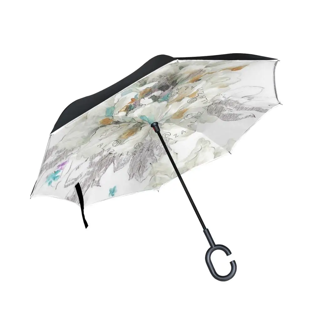 

Susino Mountain Ridge Stick Umbrella Women Men Double Layer Black Reverse Umbrella Rain Umbrellas Waterproof