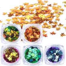 5 шт Блестки для ногтей блестки лист Золотые кленовые листья осень дизайн ногтей блестки хлопья пайетки градиентный Дизайн маникюрный TRFY01-05-1