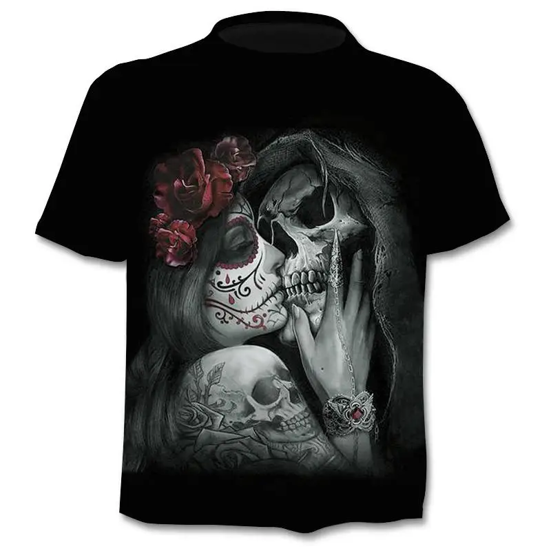 H235f970e19904484a3dcc1aefe2053eaE - Fake Jacket Skull Print T-Shirt