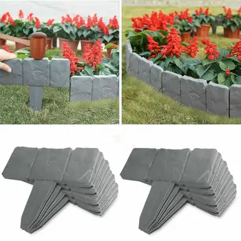 

20Pcs DIY Imitation Stone Fence Garden Grounding Fence Folding Easy Install Garden Fence Border Decorative Garden Landscape