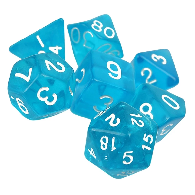 7-кости Двусторонняя D4 D6 D8 D10 D12 D20 MTG магия сбор D прозрачный синий
