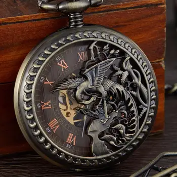 

Retro Gorben Pocket&Fob Mechanical Pocket Watches Engraved Men Women Pocket Watch Chain Necklace Clock