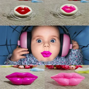 

1PC Baby Red Lips Kisses Bottle Brush Silicone Funny Nipple Joke Prank Toddler Teething Baby Feeding Products