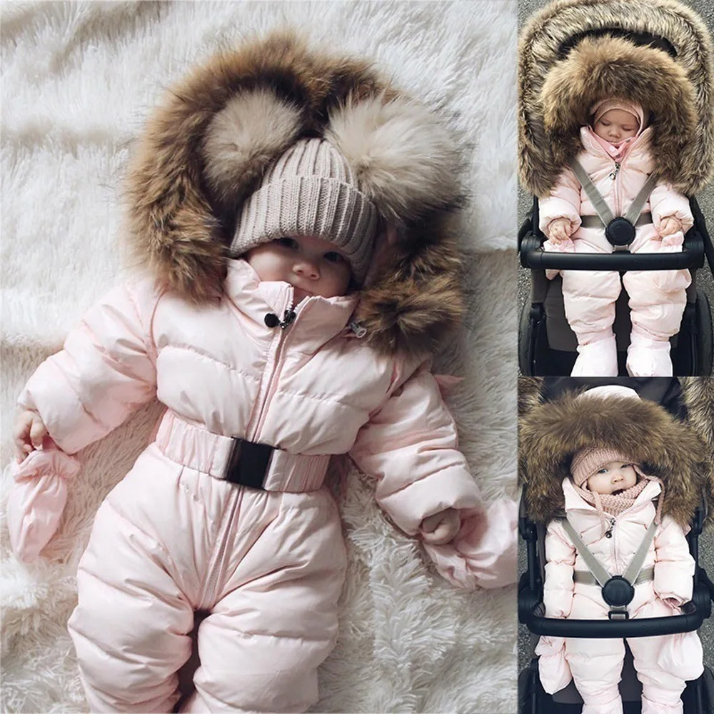 New Children's Cotton Jacket Full Sleeve Solid Bodysuit Winter Jumpsuit For Girl Snowsuit Warm Hooded Jumpsuit Thick Coat Outfit
