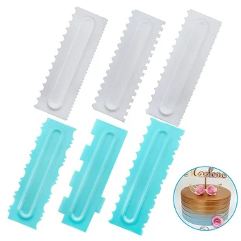 

3Pcs/Set Cake Decorating Comb Icing Fondant Spatulas Smoother Plastic Cake Scraper Pastry Design Textures Kitchen Baking Tools