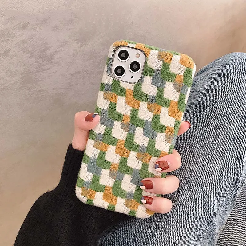 GlamPhone чехол плюшевая в клетку чехол для телефона для iPhone11Pro/Max X XS Max XR Мягкий силиконовый чехол для iPhone11 7 8 6 6s Plus чехол