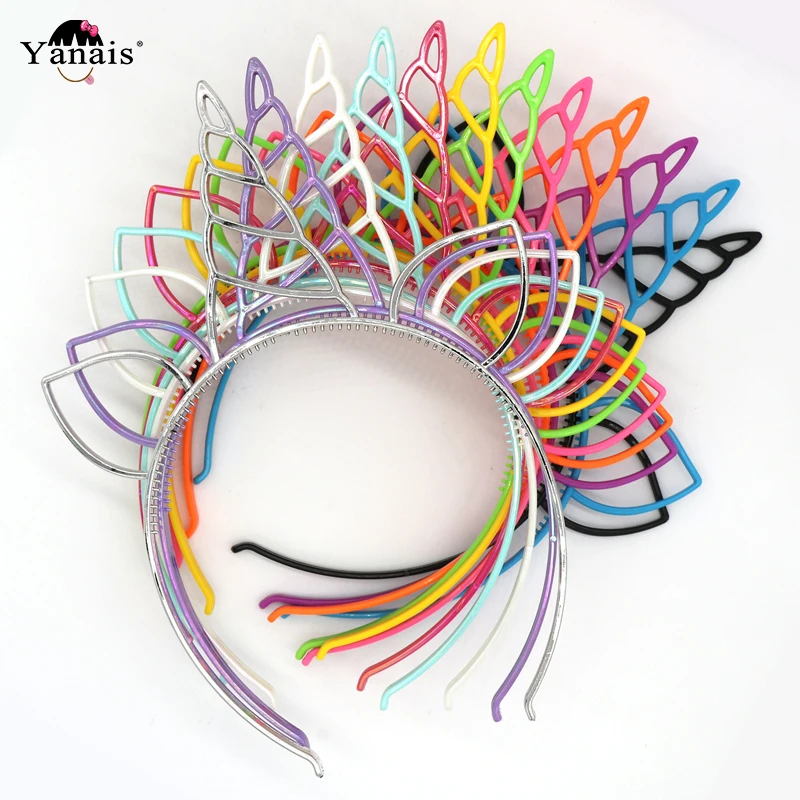 Mix unicorn hairband 12 шт./лот, блестящие вечерние ободки для волос в виде единорога, пластиковый обруч для головы, блестящий ободок для волос в виде кошачьих ушей, ободок для волос для девочек, ободок для волос, аксессуары для волос - Цвет: Mix unicorn hairband