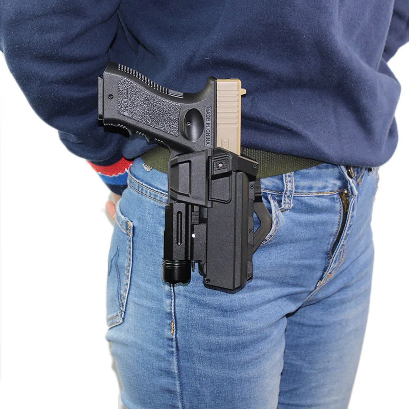 Faster Movable Pistol Gun Holster for Glock 17 19 Equip Micro Dot Sight or  Flashlight Waist Belt Holsters Hunting Gears - AliExpress