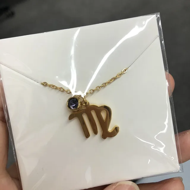 Elegant Trendy Shiny Crystal Star Zodiac Sign Taurus Capricorn Scorpio Twelve 12 Constellation Pendant Necklaces Women Female Virgo