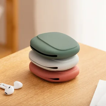 

3 Colors Portable Case for Headphones Case Mini Silicone Oval Storage Soft Bag Headset Box for USB Data cable Earphone Case