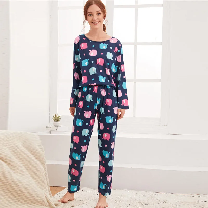 

Womens Cute Cartoon Pajamas Set eye mask three-piece Pyjamas Suit Long Sleeves Soft Female Sleepwear Autumn Homewear Homewear