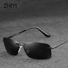 ZHIYI, брендовые Мужские поляризационные солнцезащитные очки, классические, прямоугольные, без рамки, очки для вождения, HD Oculos, анти-блики, очки для вождения автомобиля