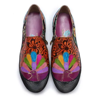 

Luxury Shoes Women Designers Comfortable Flat Sole Single Shoes Casual Women Loafers Genuine Leather Creepers Ladies Shoes Print