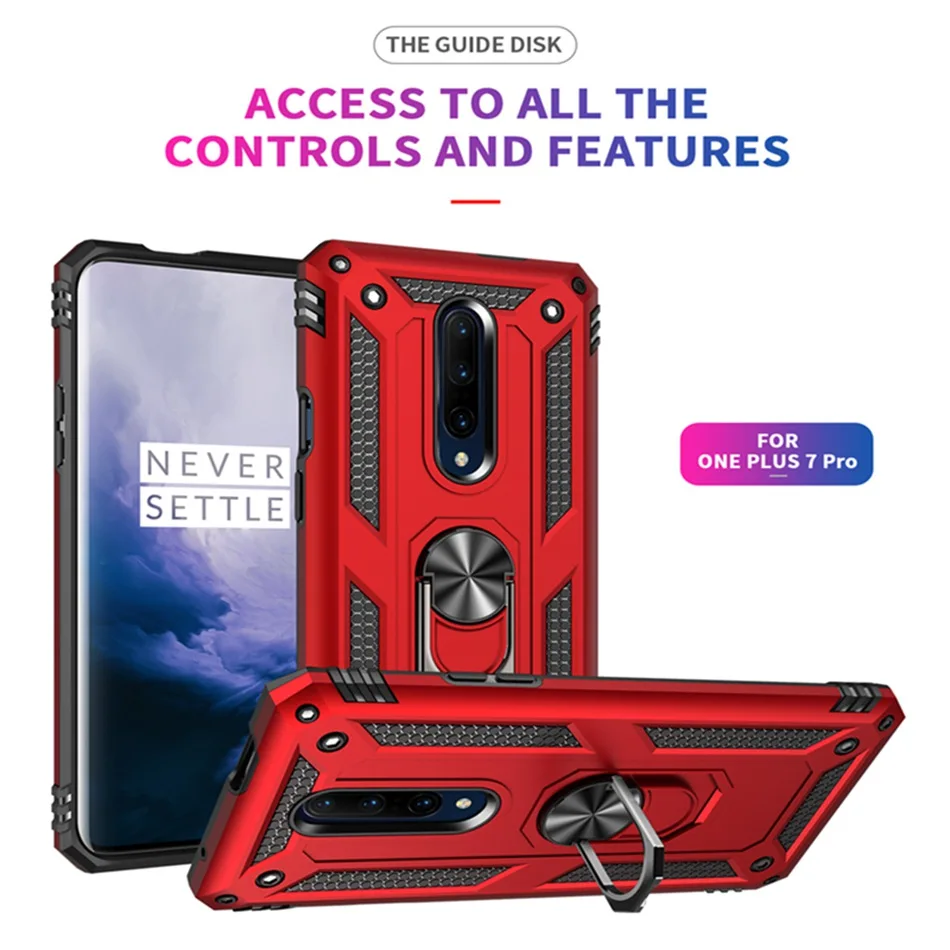 

Phone Case For Oneplus 7 Pro Case Silicone Rugged Armor Heavy Duty Protection Cover For Oneplus7 Pro Case With Finger Ring Etui