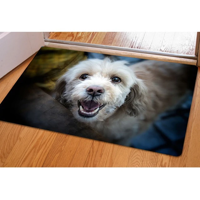 Cute Pet Dog Print Rectangle Bedroom Kitchen Anti-Slip Doormat Floor Mat  Entrance Mat Entry Rug