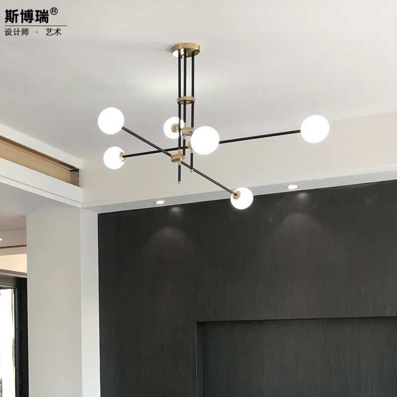 

Concise A Living Room Geometry Line A Chandelier Northern Europe Modern Restaurant Bedroom Wrought Iron Lamps And Lanterns