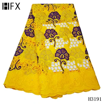 

HFX Swiss voile lace in Switzerland high quality 5Y Dry lace fabric newest Dubai beads lace African French fabric 2020 H3191