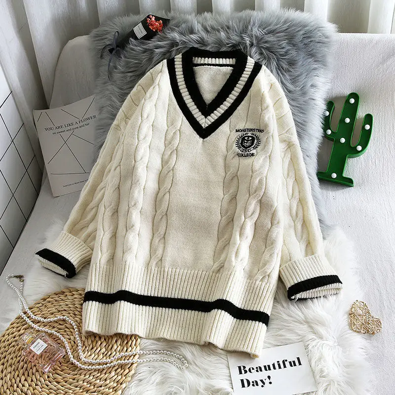 

Lazy sweater, college style coat, autumn and winter, 2020