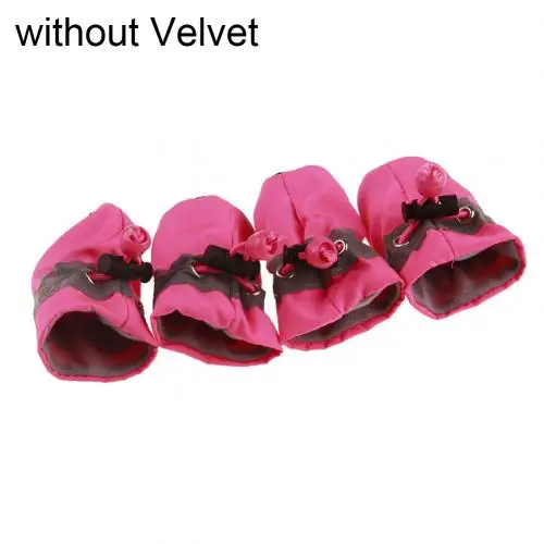 Нескользящая Мягкая Водонепроницаемая Обувь для собак и щенков; носки для дождливой погоды - Цвет: Pink without Velvet