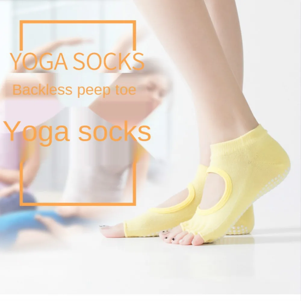 

1 Pair Women Yoga Socks for Lady Backless Five Toe Socks Gym Fitness Sports Pilates Sock Professional Slippers Dance Protector