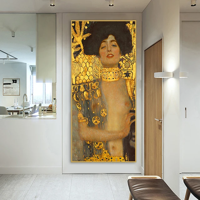 Judith and the Head of Holofernes by Gustav Klimt Printed on Canvas 4
