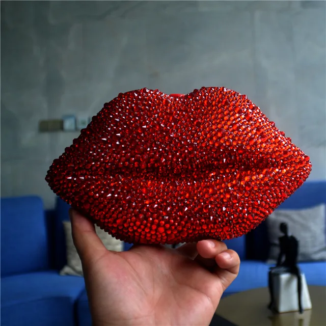 Red Lip Crystal Evening Bag 5
