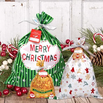 

Behogar 27pcs Assorted Size Christmas Gift Bag Plastic Candy Cookie Treat Bags for Xmas Festival Holiday Party Favors Supplies