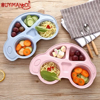 

Lunch Box Accessories Creative Car Shape Wheat Straw for Kids Children's Plate Bento Box Kitchen Food Container School Lunch Box