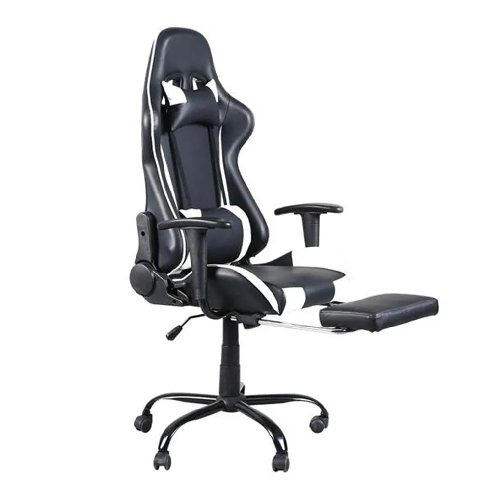 High Back Swivel Chair Racing Gaming Chair With wheels Office Chair with Footrest Tier Black & Whit