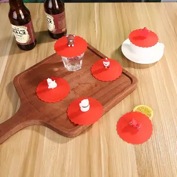 

Hot Sale Silicone Cup Cover Delicate Design Cartoon Clear Red Cherry Silicone Cup Cover Heat-resistant Leakproof Reuse Lid