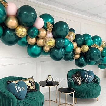 

25pcs 5/10/12inch Dark green balloon metallic latex balloons birthday party decorations adult helium baloons wedding supplies