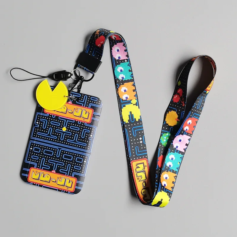 1 Set Game Cartoon Bean Keychain Tags Strap Neck Lanyard for Key ID Card Pass Gym Phone USB Badge Holder DIY Hang Rope