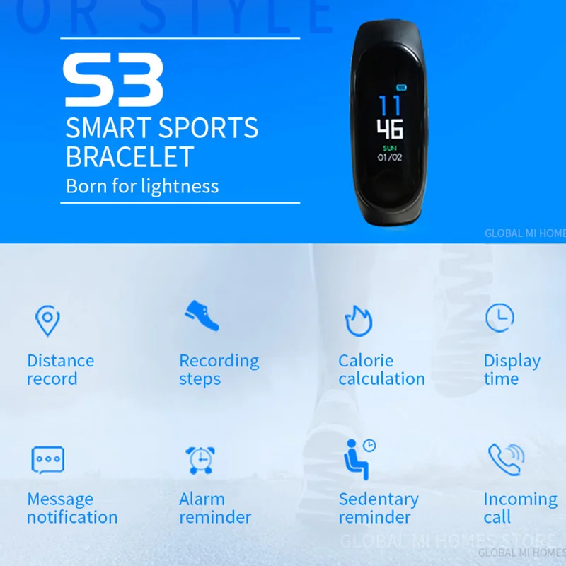 

Electronic Bracelet multi-functional smart bracelet for men and women 2019 new simple movement touch screen LED Waterproof