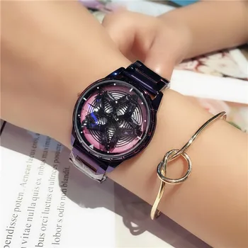 

2020 New Designs Rotating Dial Quartz Watch Waterproof Fashion Hollow Zircon Flower Steel Strap Watch For Women Jewelry