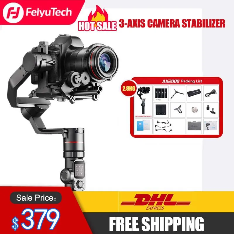 3-осевой стабилизатор для камеры FeiyuTech AK2000 ручной шарнирный Feiyu Sony Canon 5D Nikon 2 8 кг