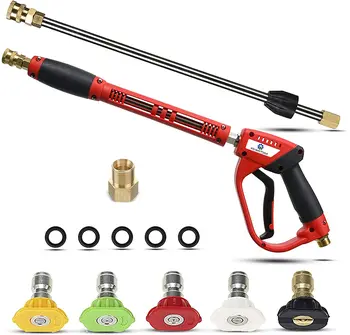 

5000PSI Professional High Pressure Water Gun Car Washer Gun kit M22 14mm 15mm Fittings, M22 14mm to 1/4" Quick Connerctor