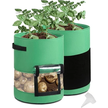 

2 Packs Of Potato Planting Bags Garden Vegetable Planter with 4 Plant Labels for Vegetables, Tomatoes, Carrots, Onions