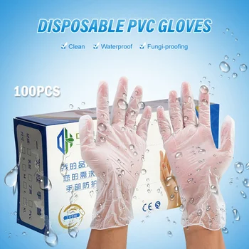

Disposable PVC Gloves Plastic Film Beauty Salon Food Sanitary Gloves Transparent 100 Boxes for Household Kithcen new
