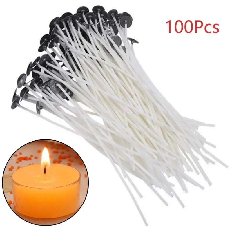 8cm Sharplace 50/100 Pieces Candle Wick Low Smoke Pre-Waxed 100% Natural Cotton Core For Candle Making Xmas Decoration Candle DIY 100pcs