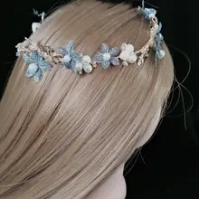 Винтажная серая Корейская повязка для волос, свадебные жемчужные стразы, диадемы, роскошные свадебные кольца, гребень, гирлянда, аксессуары для волос