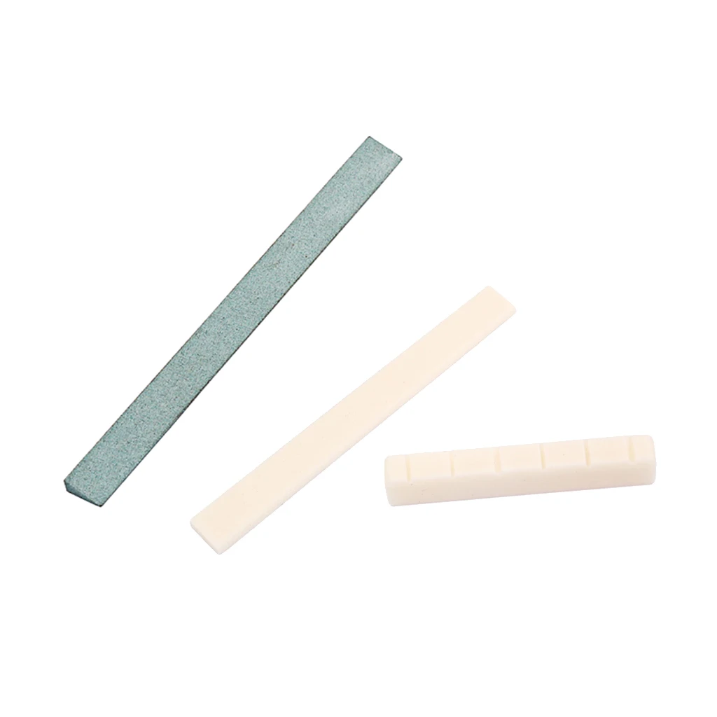 Buffalo Bone Slotted Saddle Nut W/ Fret Stone Sander For Classical Guitar
