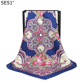 

Fashion Women soft satin brand scarf / Paisley Rose flower Printed quare silk scarves 100cm / Gifts Furoshiki Table Cloth